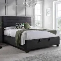 Ames Super King Ottoman Bed with Storage - Pendle Slate, Fabric