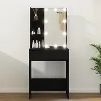 Amherst Dressing Table with LED Lights - Black, Engineered Wood