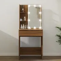 Amherst Dressing Table with LED Lights - Brown Oak, Engineered Wood