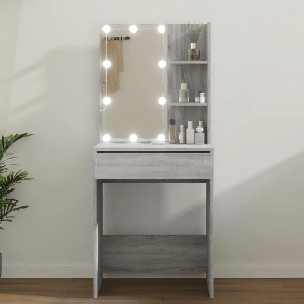 Amherst Dressing Table with LED Lights - Grey Sonoma