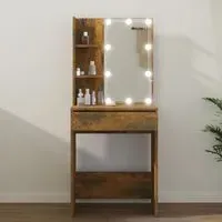 Amherst Dressing Table with LED Lights - Smoked Oak