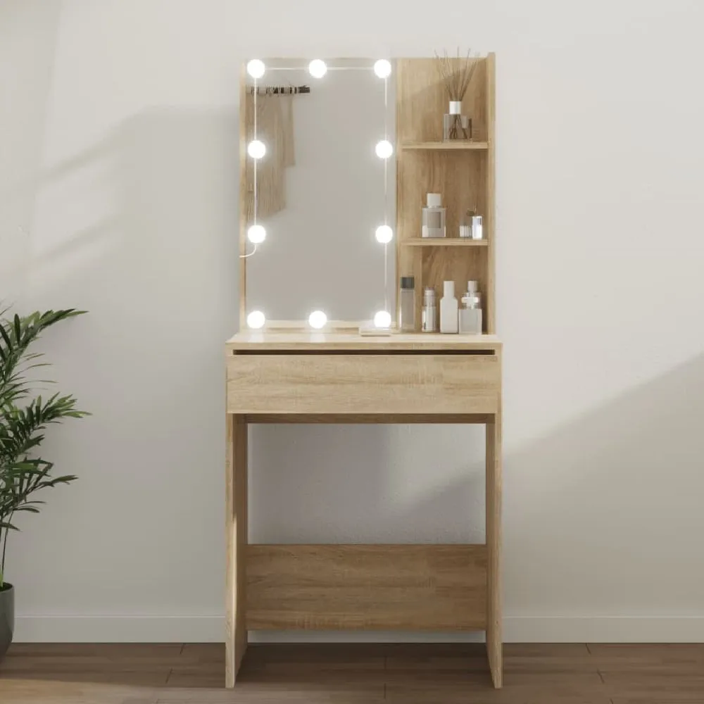 Amherst Dressing Table with LED Lights - Sonoma Oak