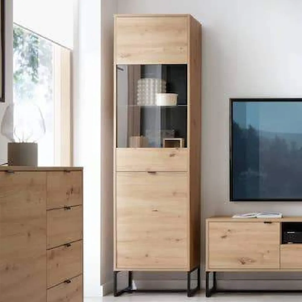 Amherst Large Display Cabinet with 2 Doors - Artisan Oak