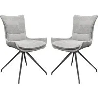 Amherst Swivel Dining Chairs Pair - Light Grey, Fabric