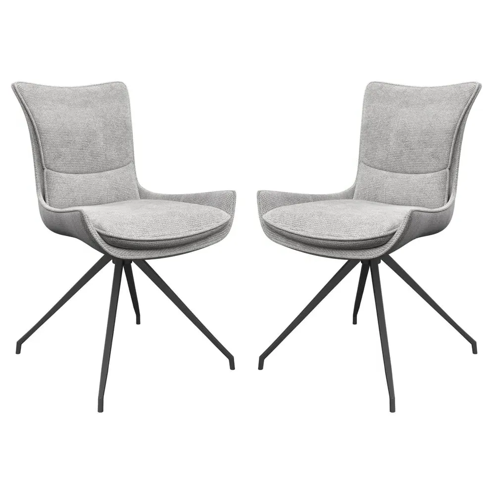 Amherst Swivel Dining Chairs Pair - Light Grey, Fabric image