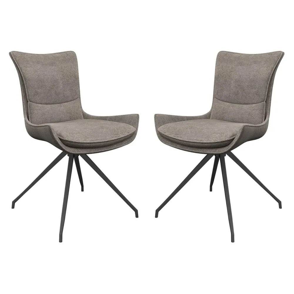 Amherst Swivel Dining Chairs Pair - Mink, Fabric