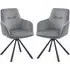 Amherst Velvet Swivel Dining Chairs with Black Legs - Grey