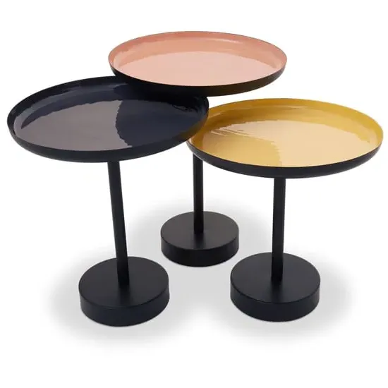 Amiga Nest of 3 Tables - Gold, Metal