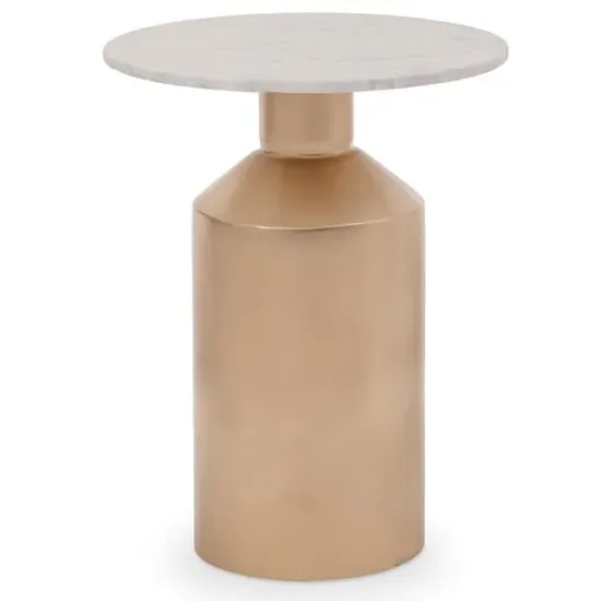 Amiga Round Side Table - Gold, Carrara Marble image