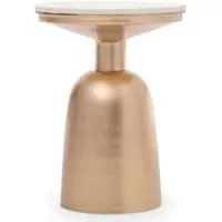 Amiga Round Side Table with Gold Base - White, Marble