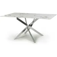 Amityville Marble Effect Dining Table with Chrome Legs - White alternate view