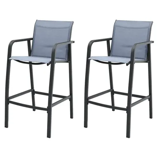 Ammy Bar Chairs with Steel Frame - Grey, Textilene image