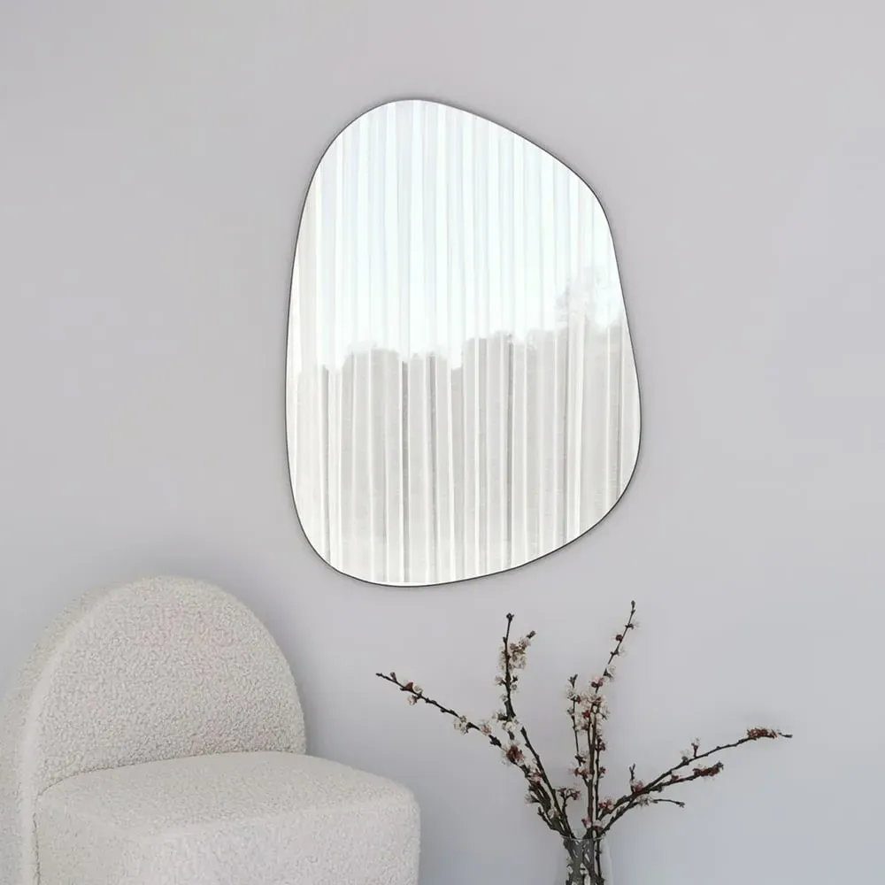 Amorphous Glass Pebble Wall Mirror - Transparent, MDF product