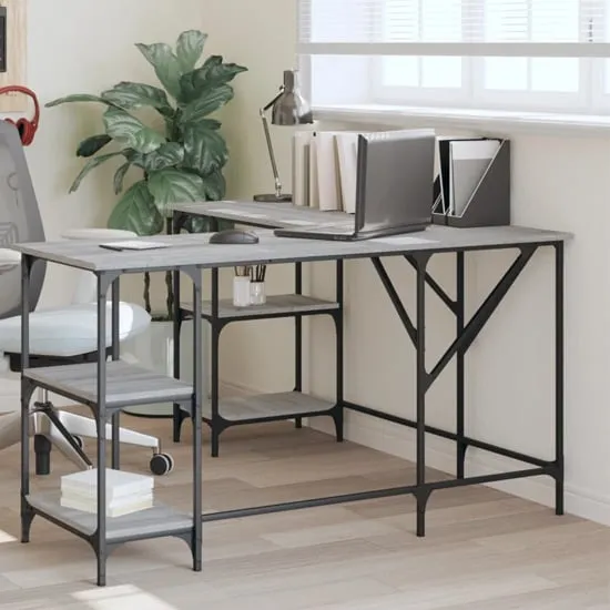 Ampthill L-Shaped Corner Desk with Storage - Grey image