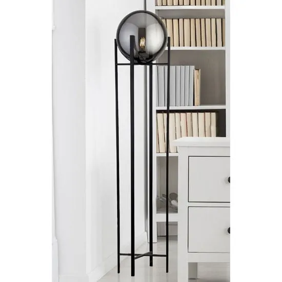 Amsterdam Floor Lamp with 4 Leg Base - Black, Smoked Glass image