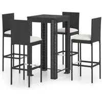Amy Bar Table with 4 Audriana Chairs - Black, PE Rattan alternate view
