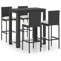 Amy Bar Table with 4 Audriana Chairs - Black, PE Rattan alternate view
