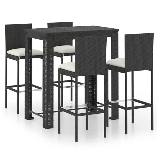 Amy Bar Table with 4 Audriana Chairs - Black, PE Rattan product