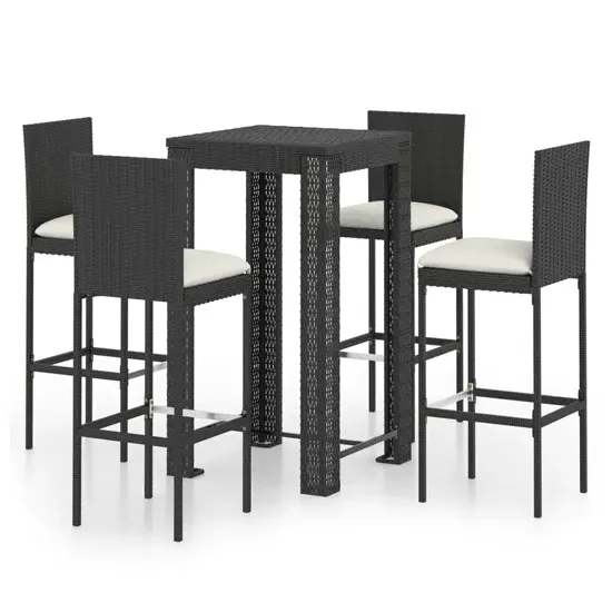 Amy Bar Table with 4 Audriana Chairs - Black, PE Rattan product