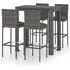 Amy Large Bar Table with 4 Audriana Chairs - Grey, Rattan
