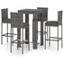 Amy Small Bar Table with 4 Audriana Chairs - Grey, Rattan