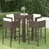 Amy Small Bar Table with 4 Avyanna Chairs - Brown, PE Rattan