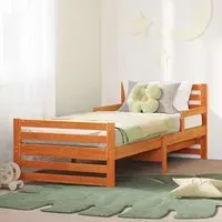 Anaheim Extendable Kids Bed Frame - Brown, Pine Wood