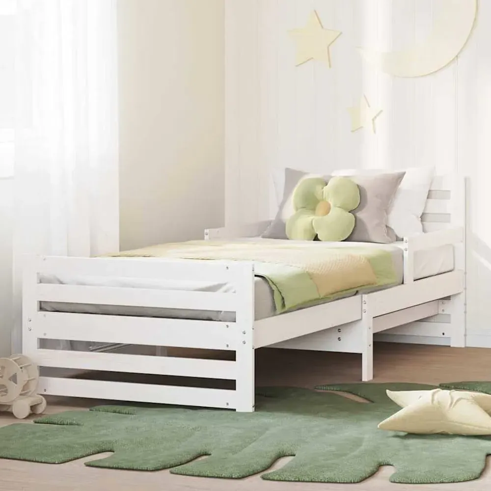 Anaheim Extendable Kids Bed Frame - White, Pine Wood