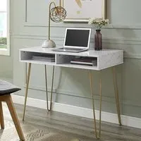 Anaheim Laptop Desk with Storage - White, Wood