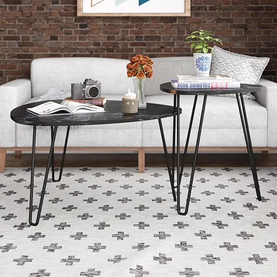 Anaheim Nest of 2 Tables - Black Marble Effect image