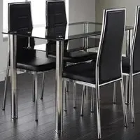 Anaheim Rectangular Glass Dining Table - Clear, Chrome