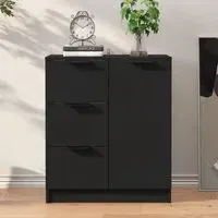 Anaheim Sideboard with 1 Door 3 Drawers - Black, Engineered Wood