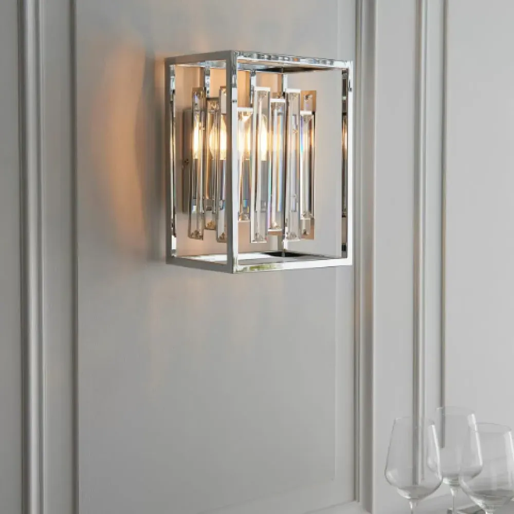 Anaheim Square Wall Light - Chrome, Crystal Glass