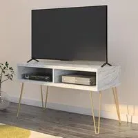 Anaheim TV Stand with Storage - White, Wood