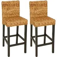 Anais Outdoor Bar Chairs Set of 2 - Dark Brown, Mango Wood