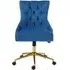 Anatolia Office Chair with Gold Base - Blue, Velvet