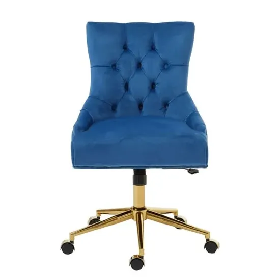 Anatolia Office Chair with Gold Base - Blue, Velvet image