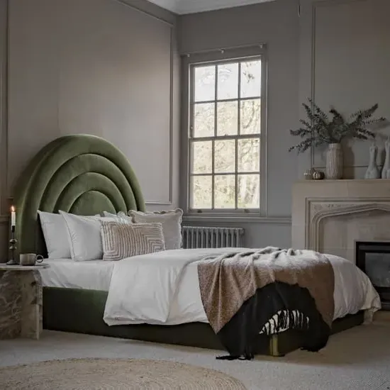 Ancona King Size Bed Frame - Olive, Polyester