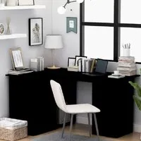 Andover Corner Laptop Desk with 4 Drawers - Black