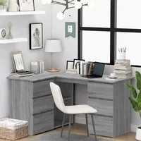 Andover Corner Laptop Desk with 4 Drawers - Grey