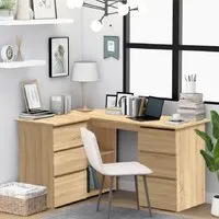 Andover Corner Laptop Desk with 4 Drawers - Sonoma Oak