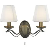 Andretti 2 Light Wall Light - Ivory, Antique Brass