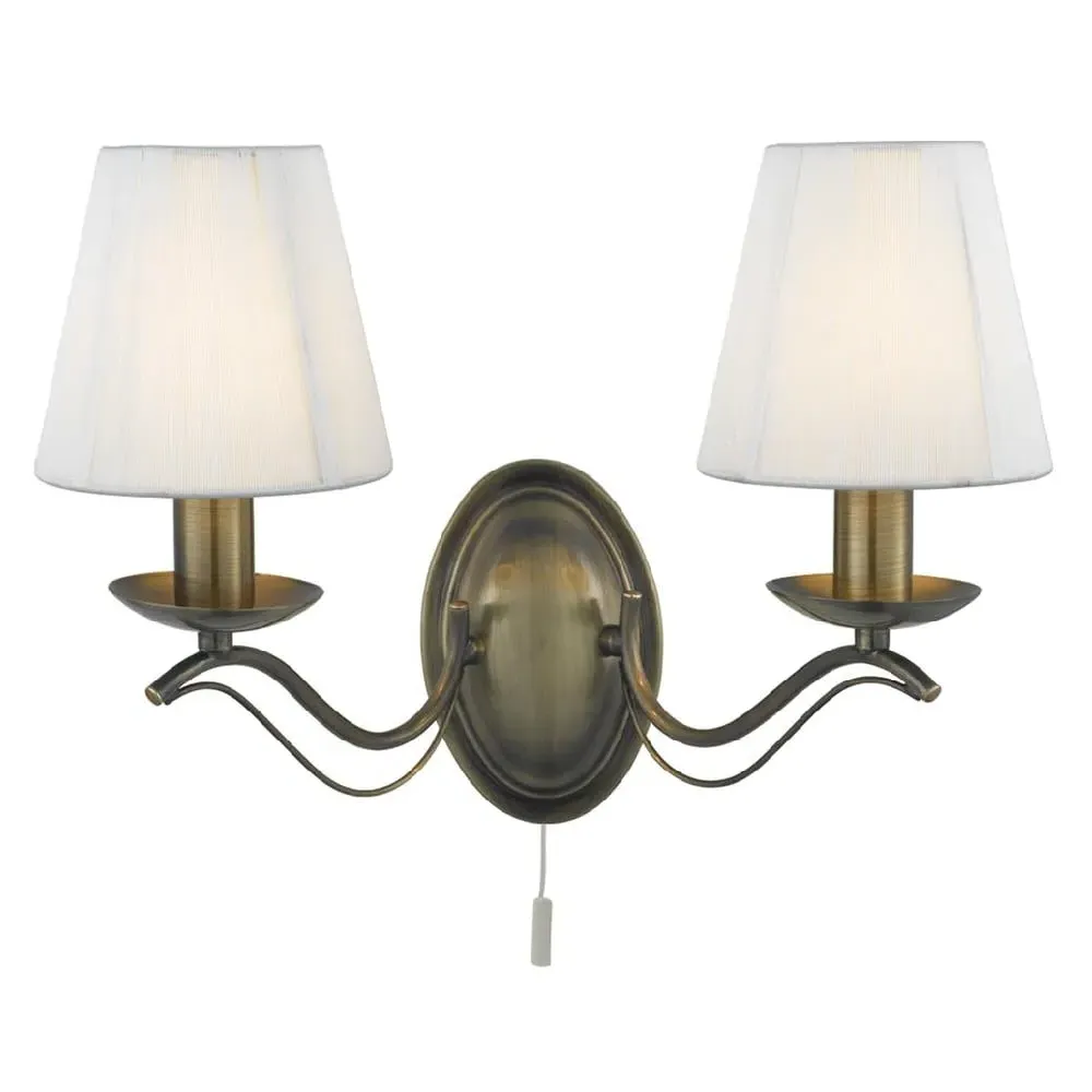 Andretti 2 Light Wall Light - Ivory, Antique Brass image
