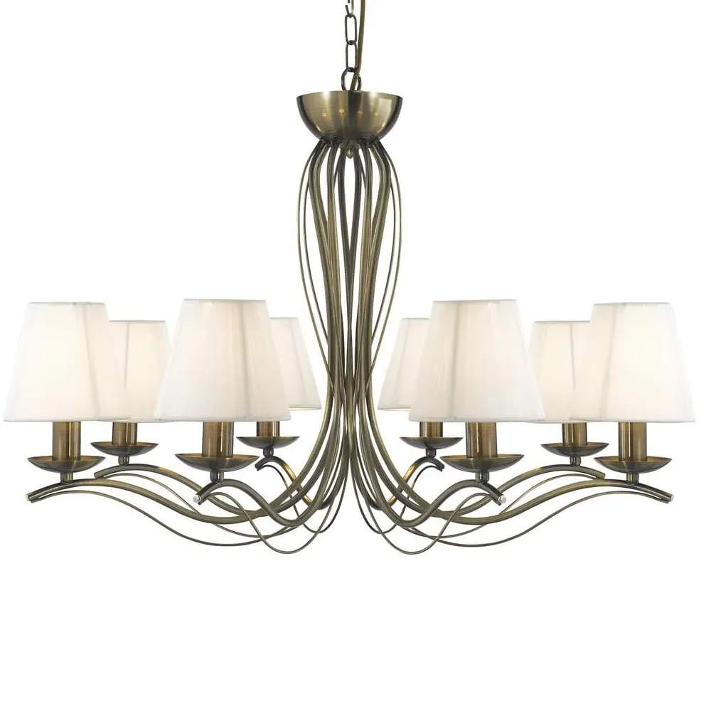 Andretti 8 Light Pendant Light - Ivory, Antique Brass