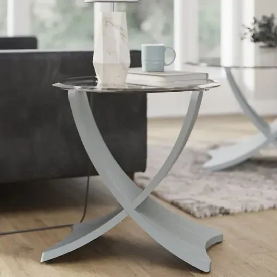 Anfossi Round Lamp Table - Clear Glass, Grey image