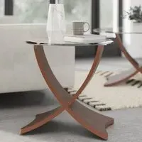 Anfossi Round Lamp Table - Clear Glass, Walnut