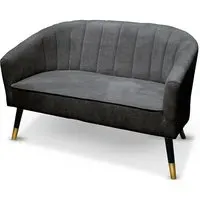 Angina 2-Seater Sofa with Wooden Legs - Grey, Fabric