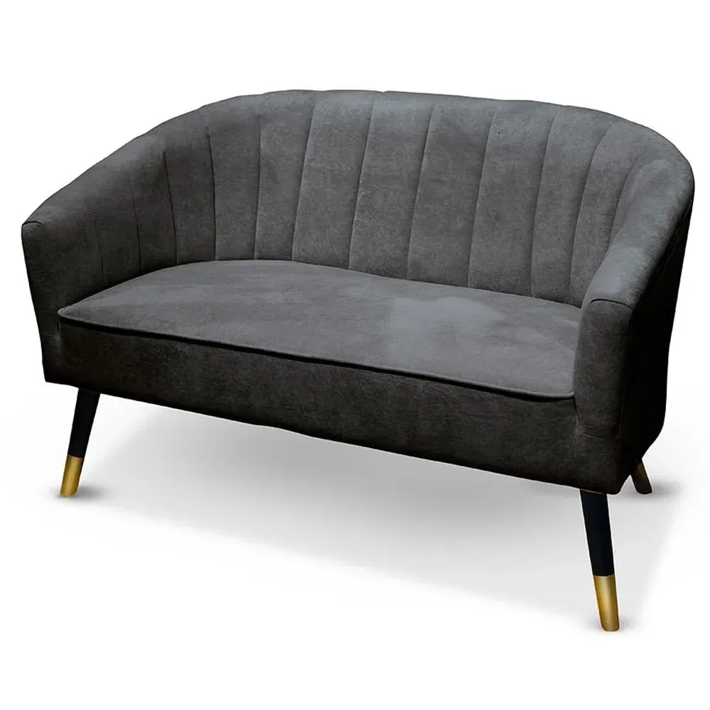 Angina 2-Seater Sofa with Wooden Legs - Grey, Fabric image