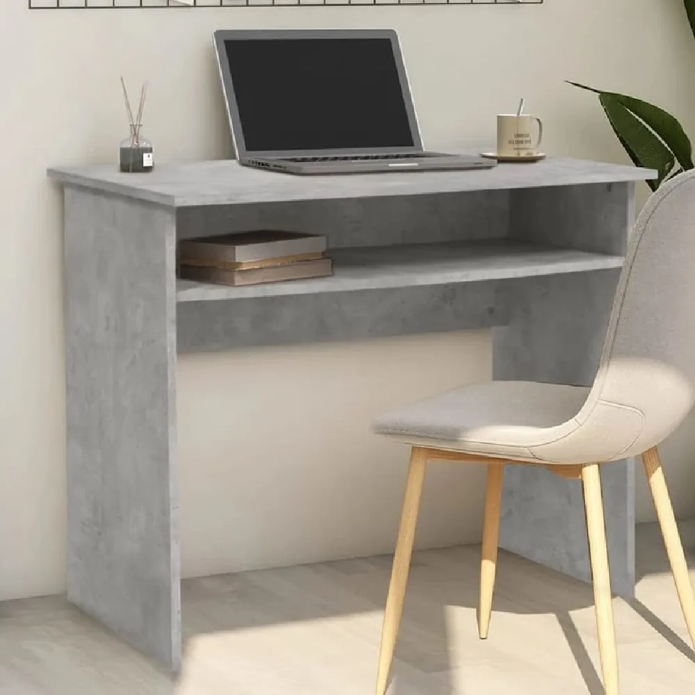 Angleton Laptop Desk with Shelf - Concrete Grey, Engineered Wood