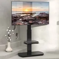 Angleton Pedestal TV Stand - Black, Wood alternate view